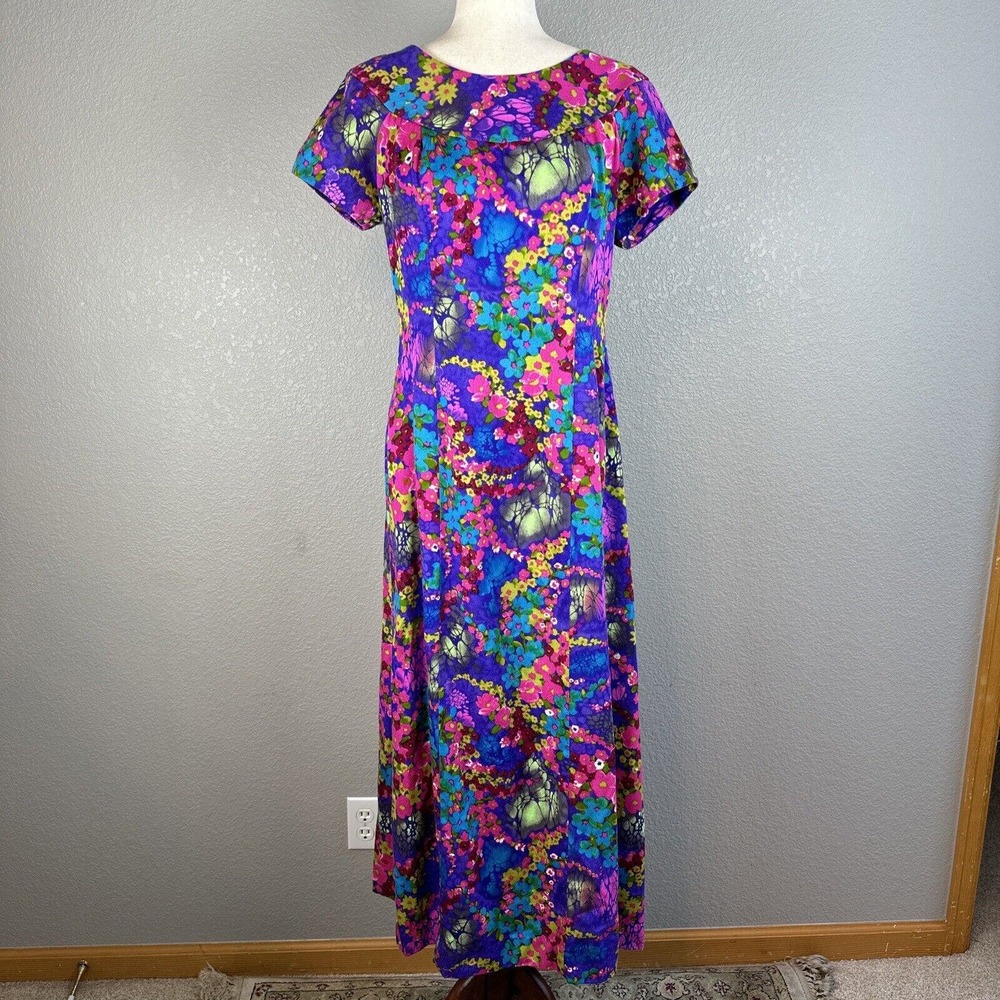 Vintage Barkcloth Hawaiian Tiki Gown